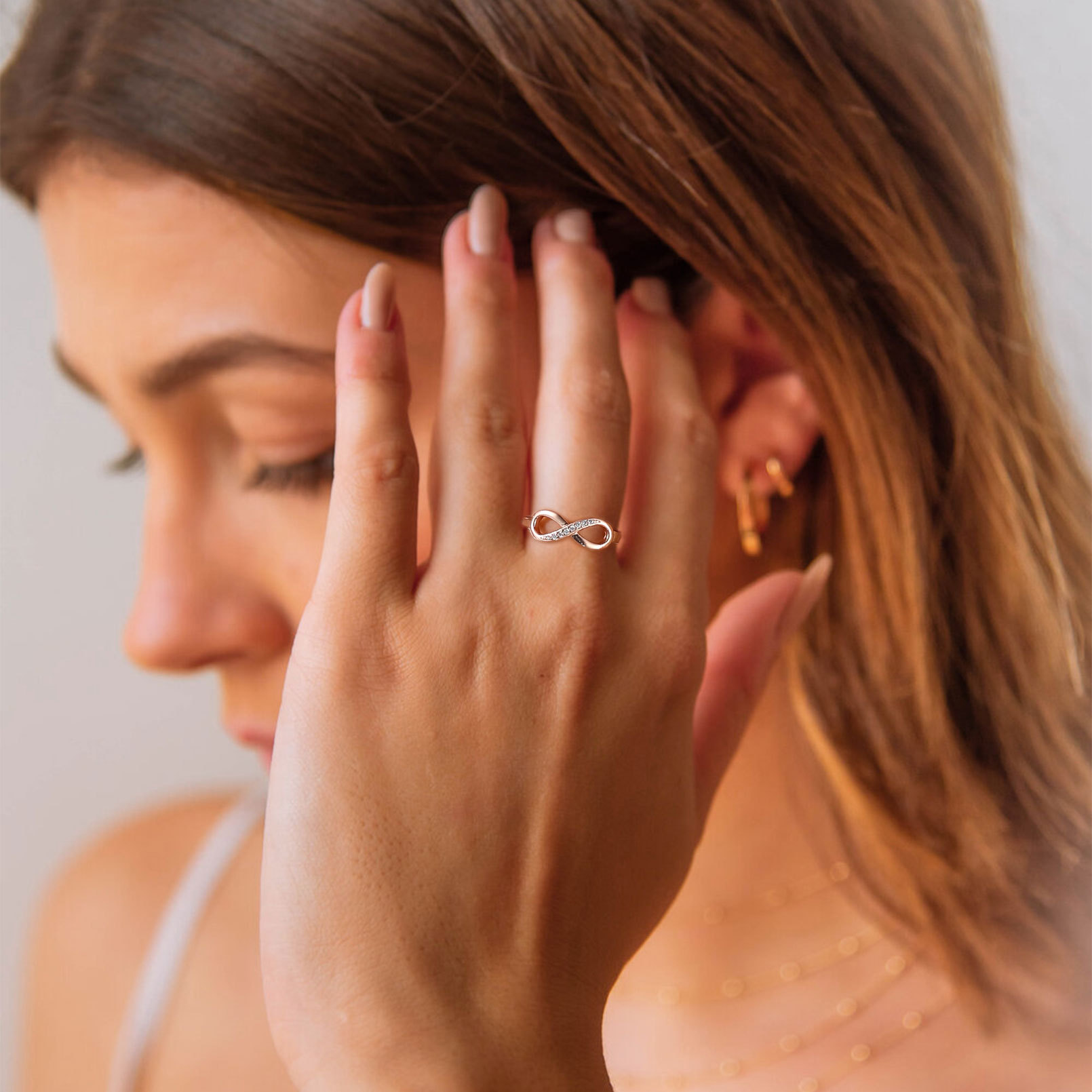 Custom Engraved 925 Sterling Silver Infinity Ring For Women model