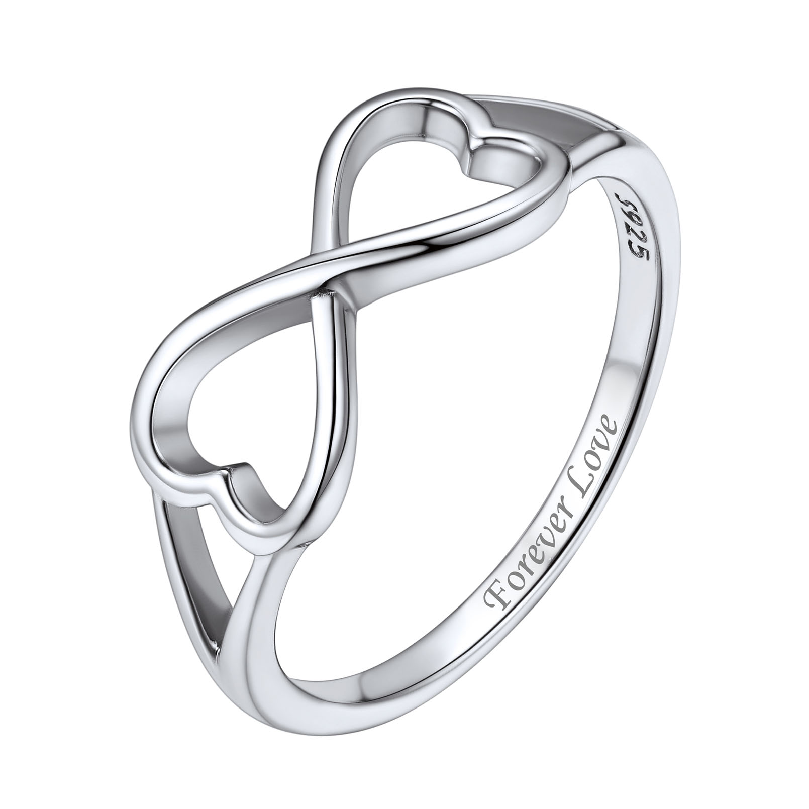 Personalized Engraved Sterling Silver Infinity Knot Promise Rings silver