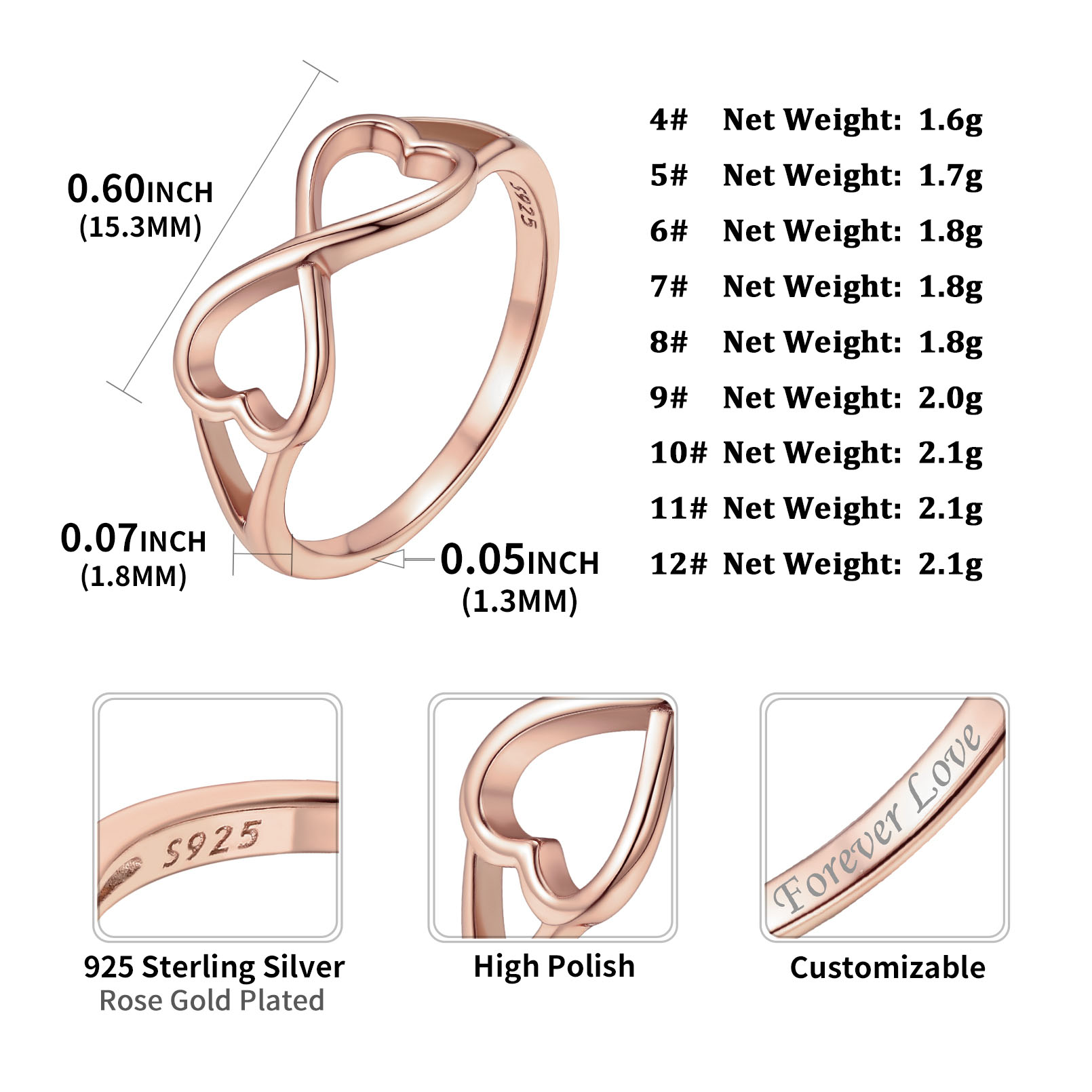 Personalized Engraved Sterling Silver Heart Promise Rings 