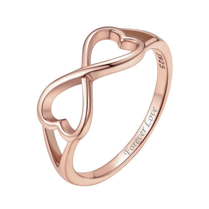 Personalized Engraved Sterling Silver Infinity Knot Promise Rings rose gold