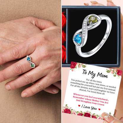 Personalized Engraved Name Birthstone Infinity Rings With Cubic Zirconia for mom
