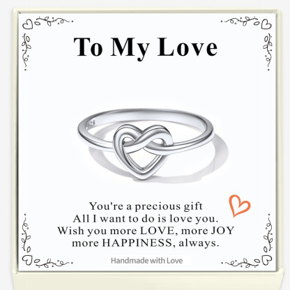 925 Sterling Silver Heart Love Knot Promise Ring for Women
