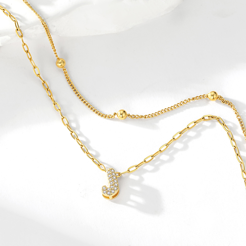 CZ Bubble Initial Anklet with Chains