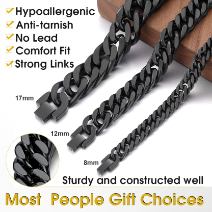 Chunky Miami black Cuban Link Curb Chain Bracelet for Men