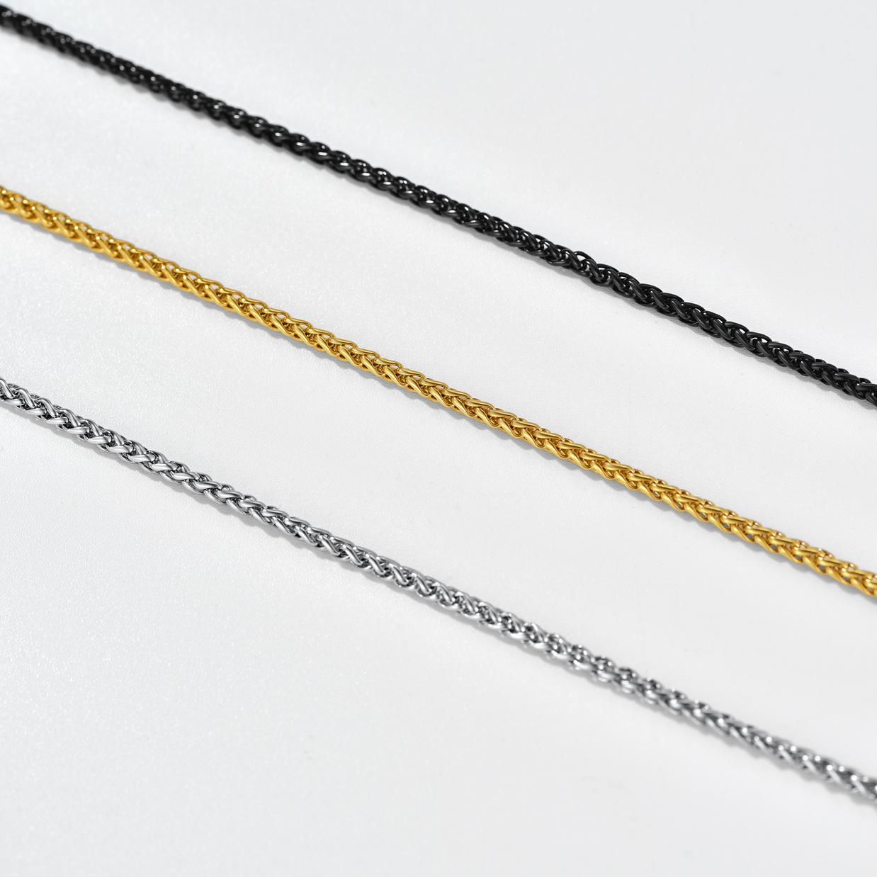 Classic 3mm Spiga Wheat Chain Necklace for Men Women 3 colors