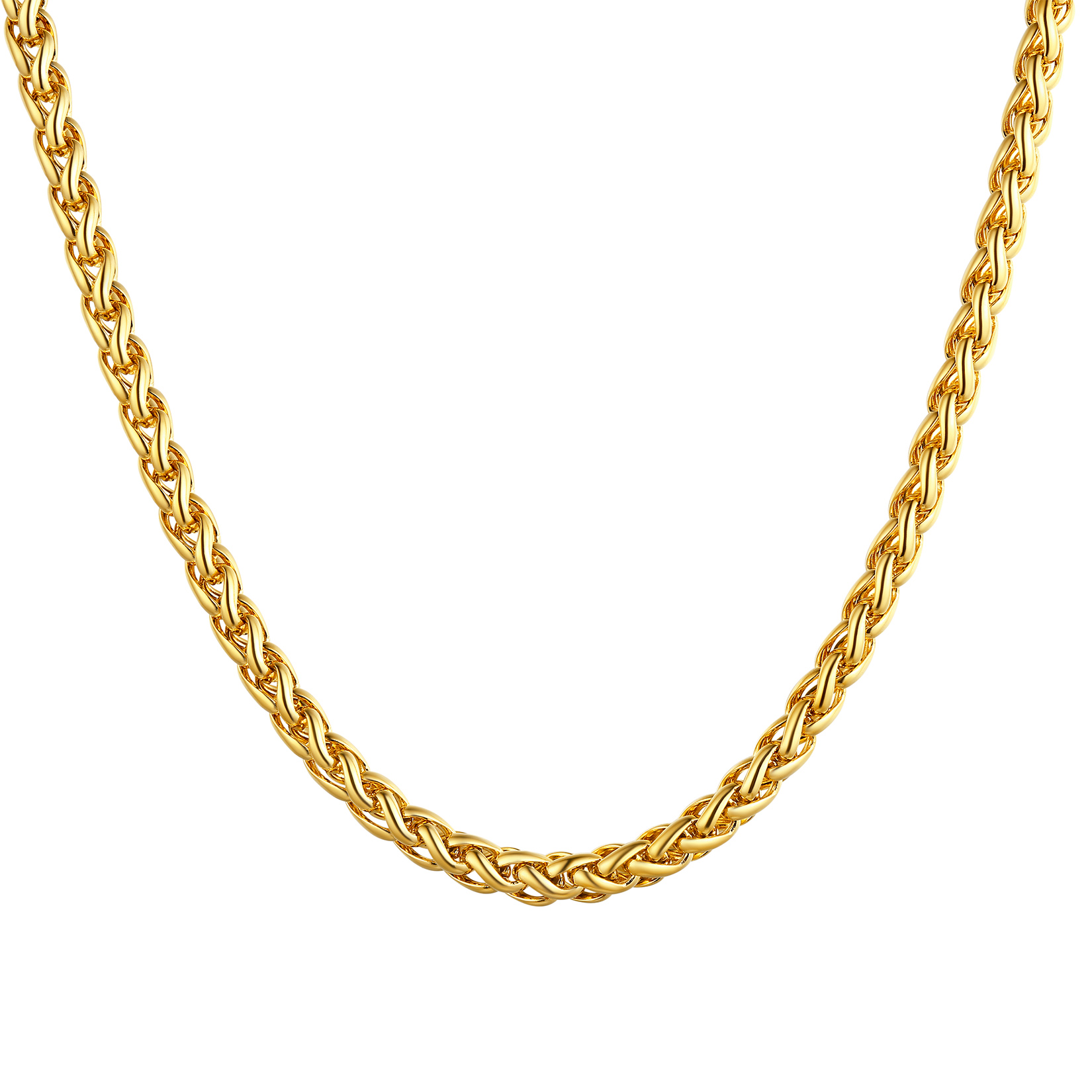 Gold 3mm Spiga Wheat Chain Necklace for Men Women