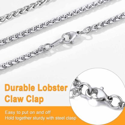 Classic 3mm Spiga Wheat Chain Necklace for Men Women