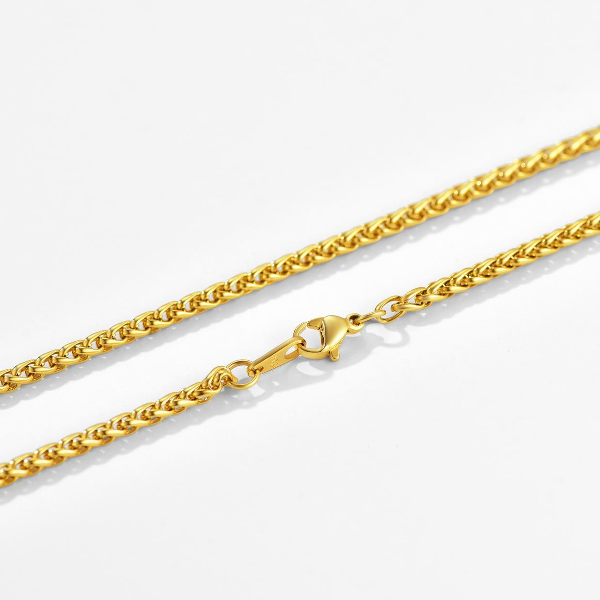 Classic 3mm Gold Wheat Chain Necklace for Men Women
