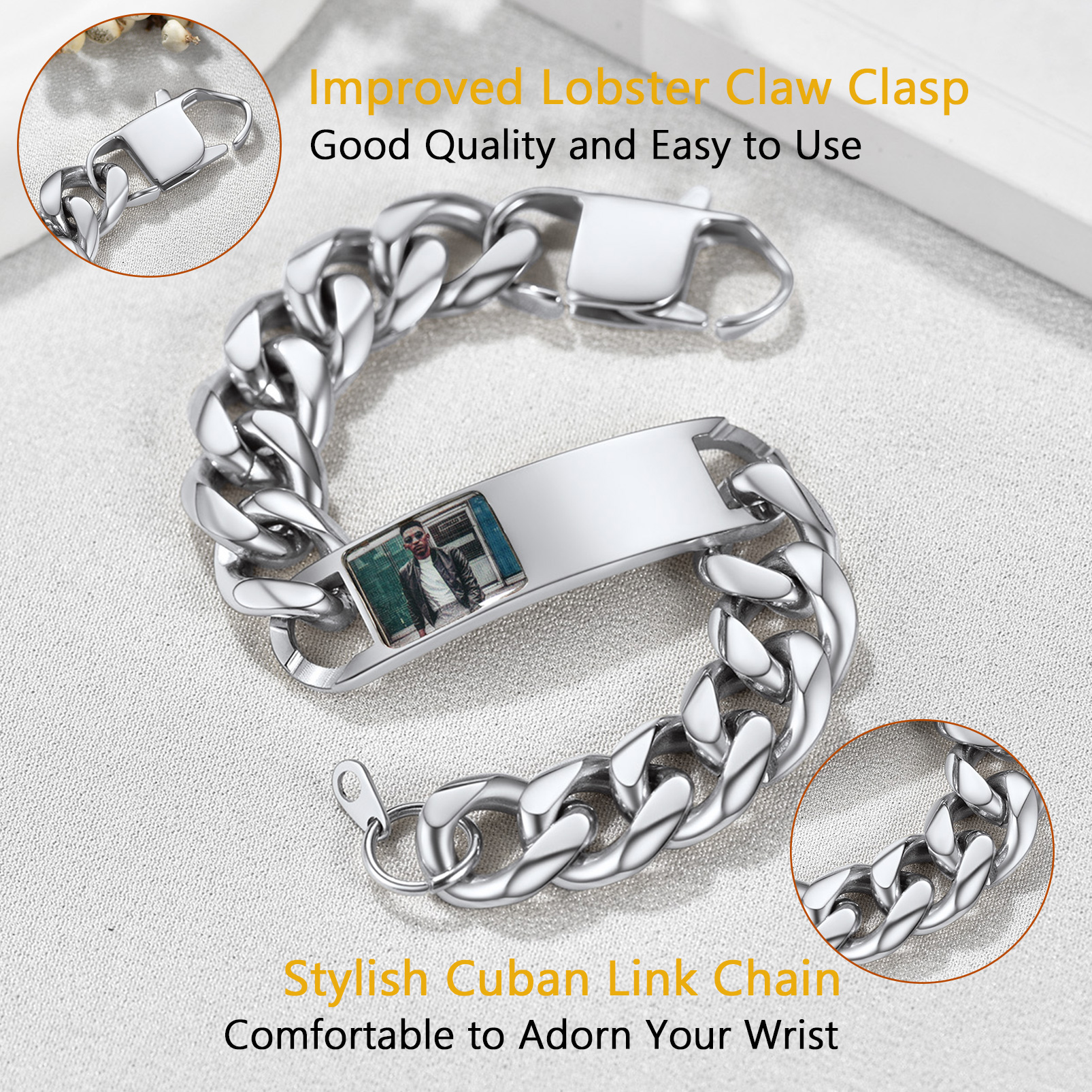 Personalized Picture Cuban Link Bracelets for Men