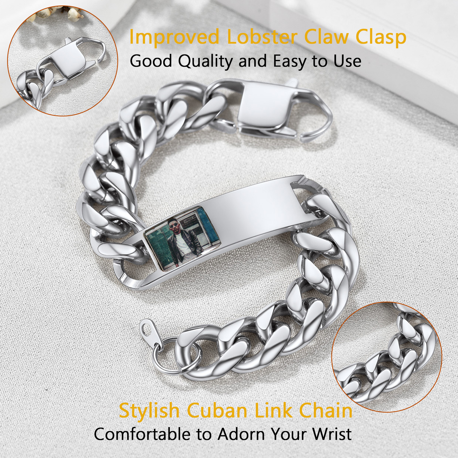 Personalized Picture Cuban Link Bracelets for Men