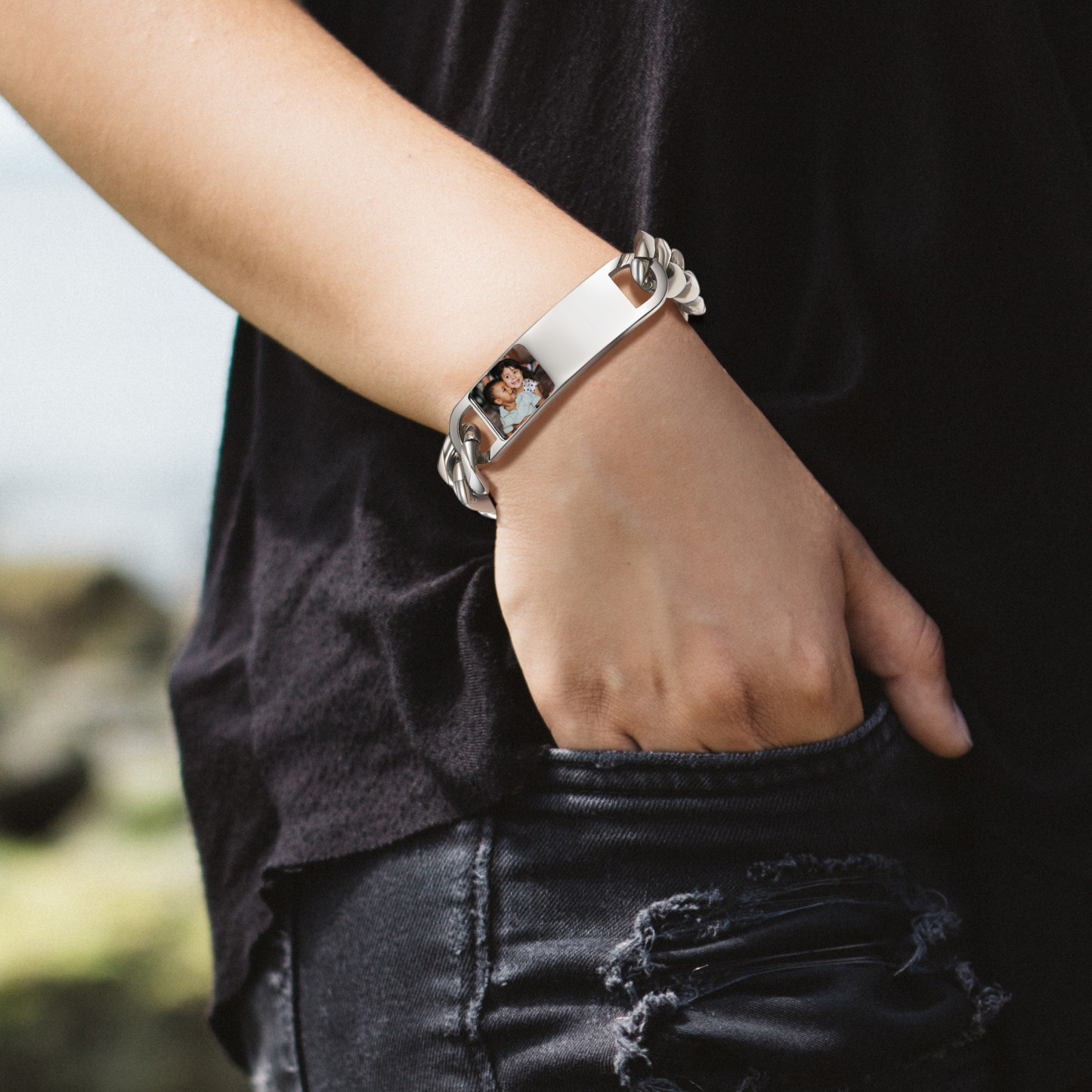 Personalized Picture Cuban Link Photo Bracelets for Men