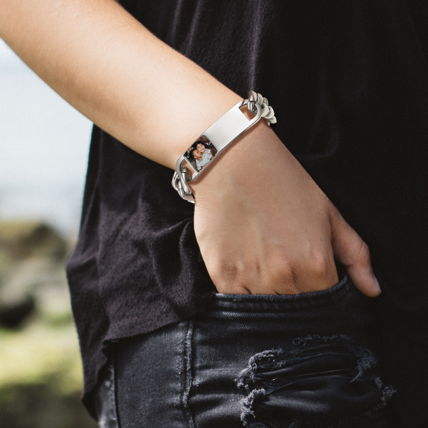 Personalized Picture Cuban Link Photo Bracelets for Men