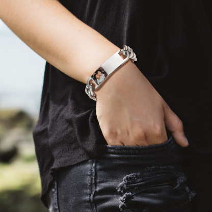 Personalized Picture Cuban Link Photo Bracelets for Men