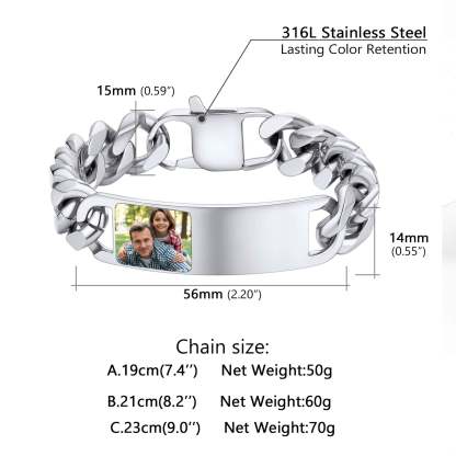 Personalized Picture Cuban Link Photo ID Bracelets for Men detail