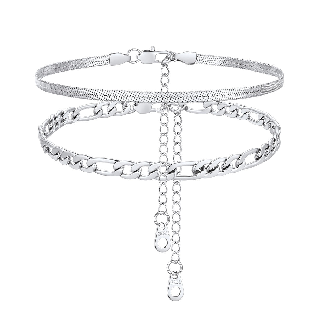 Cuban Figaro Chain Anklet Set