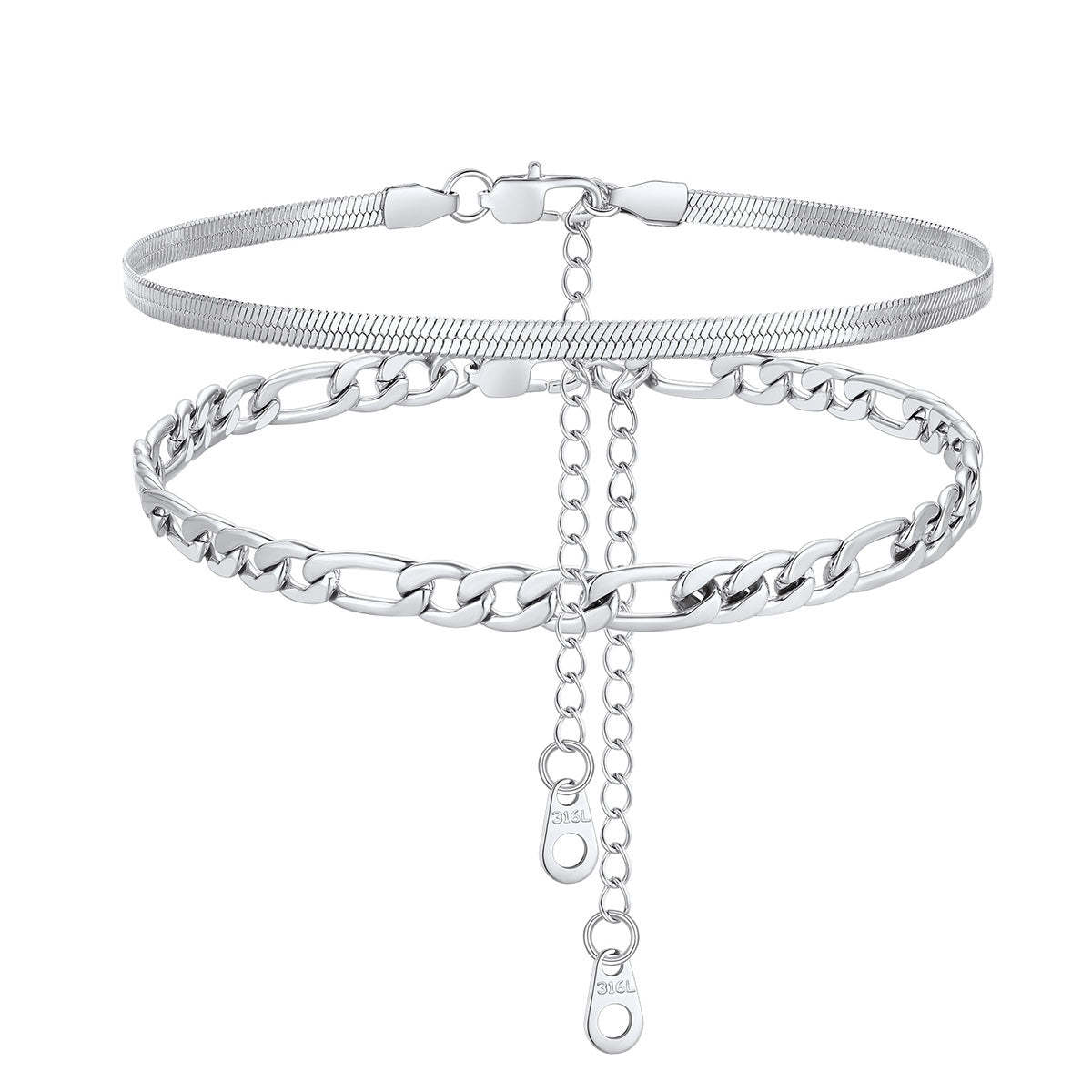 Cuban Figaro Chain Anklet Set