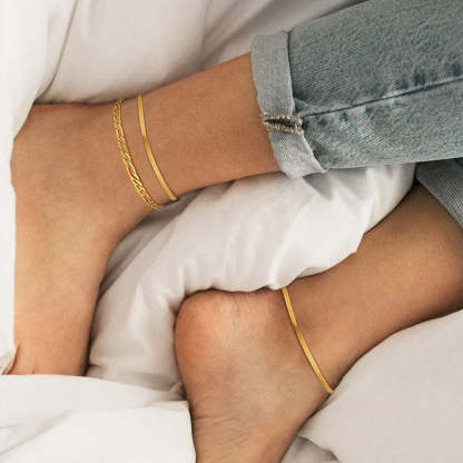 Cuban Figaro Chain Anklet Set
