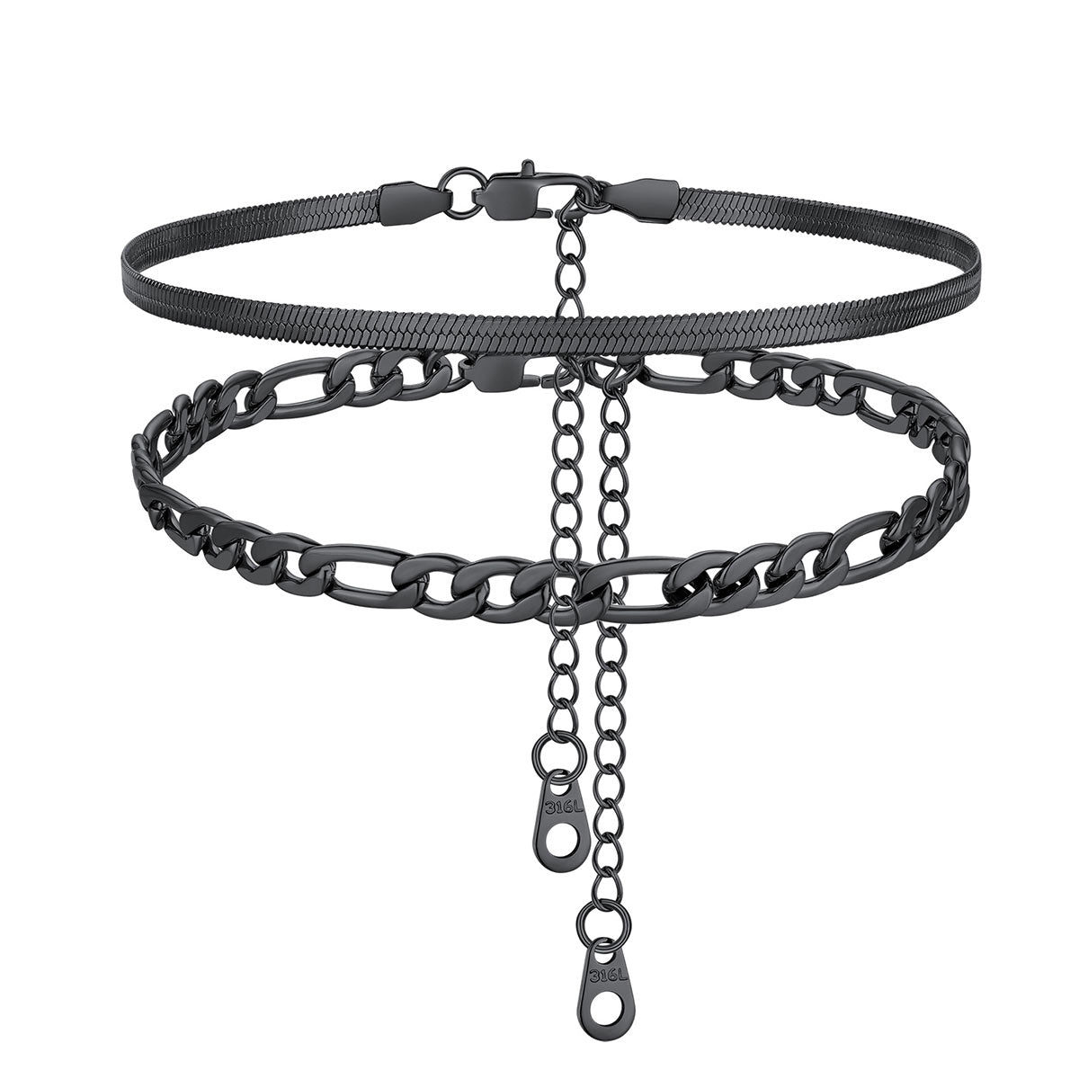 Cuban Figaro Chain Anklet Set