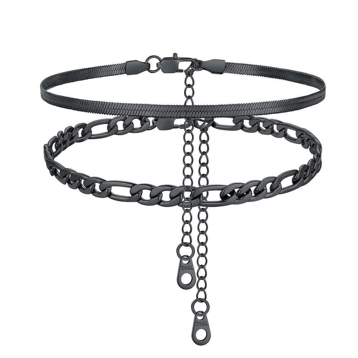Cuban Figaro Chain Anklet Set