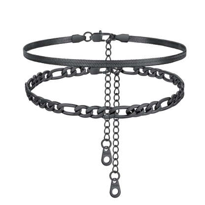 Cuban Figaro Chain Anklet Set