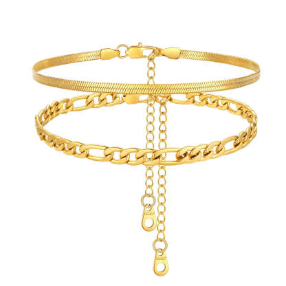 Cuban Figaro Chain Anklet Set