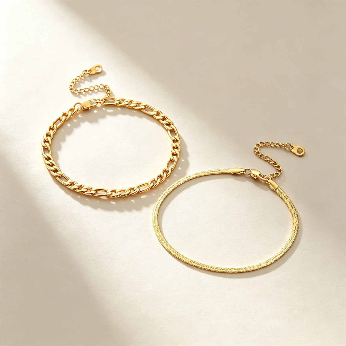 Cuban Figaro Chain Anklet Set