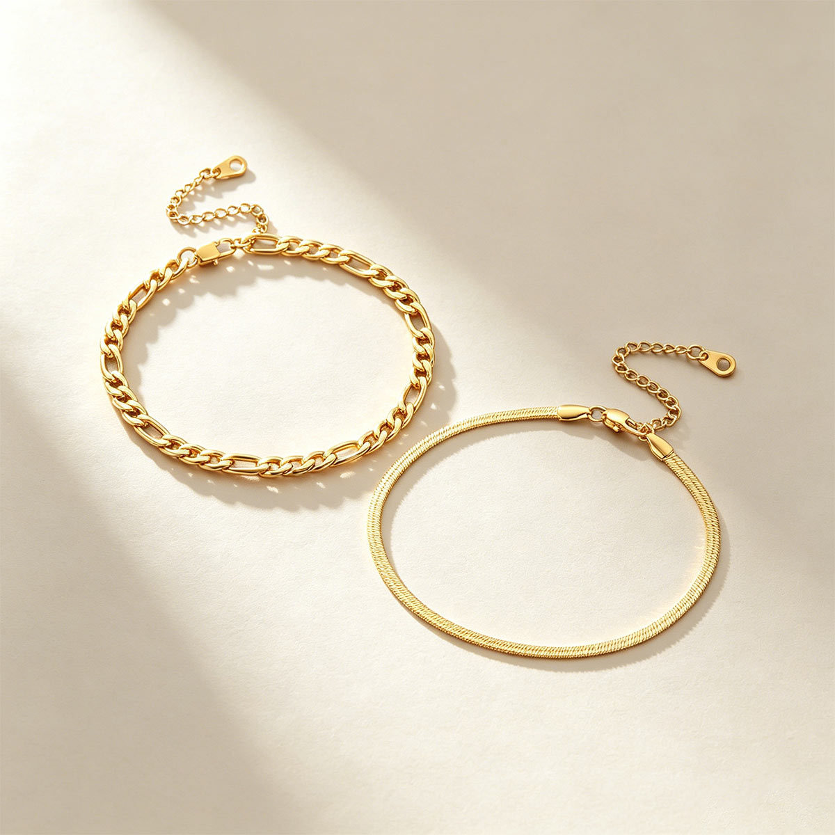 Cuban Figaro Chain Anklet Set