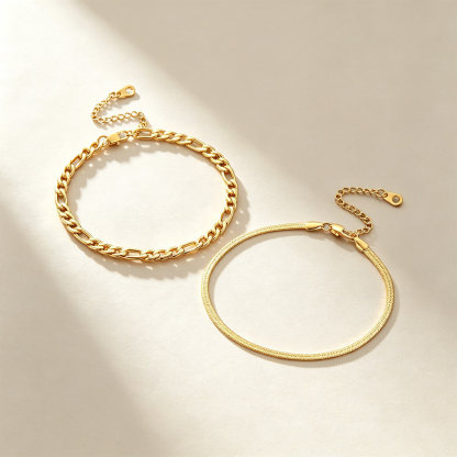 Cuban Figaro Chain Anklet Set