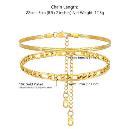 Cuban Figaro Chain Anklet Set