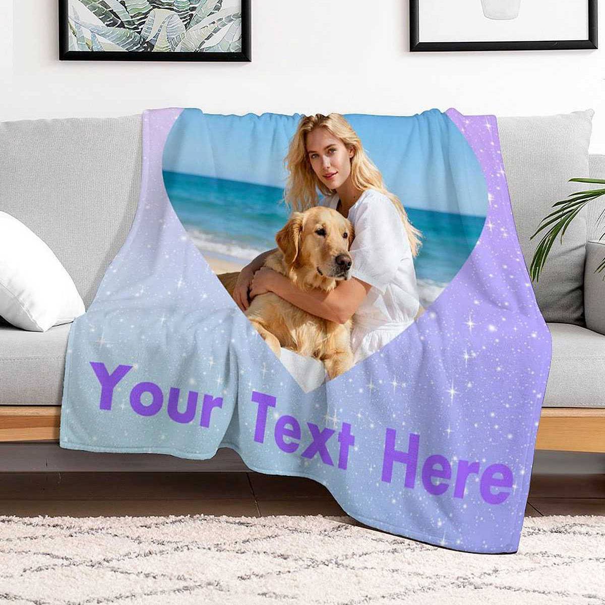 Custom 1 Photo Blanket with Text