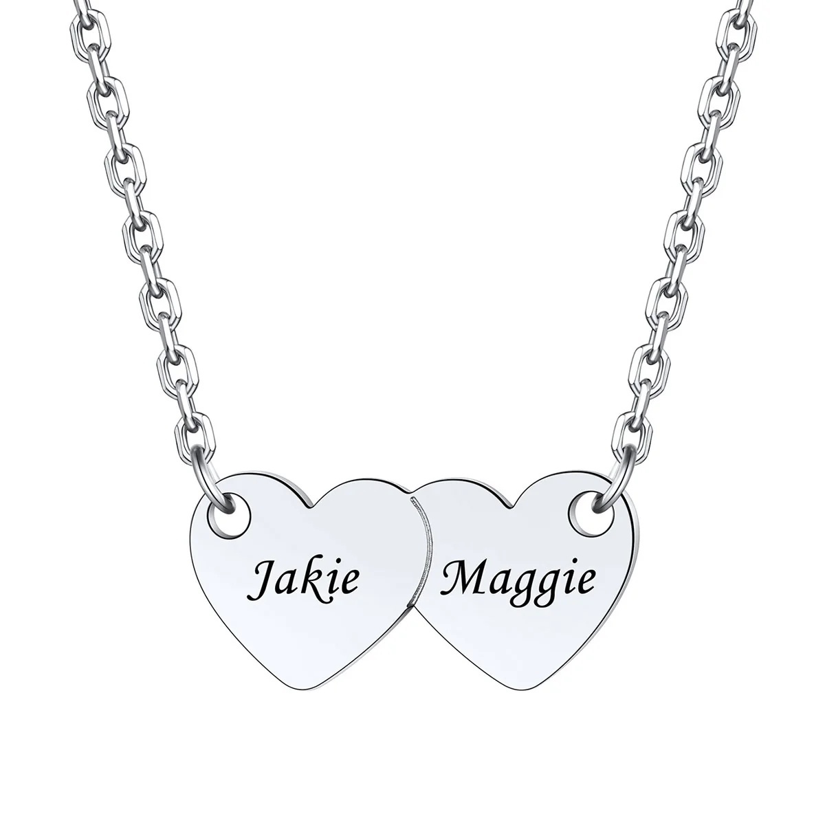 Custom 2 Hearts Name Necklace