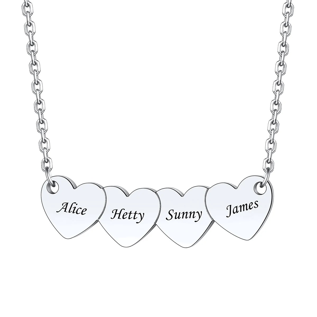 Custom 4 Hearts Name Necklace
