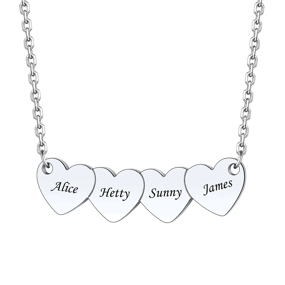 Custom 4 Hearts Name Necklace