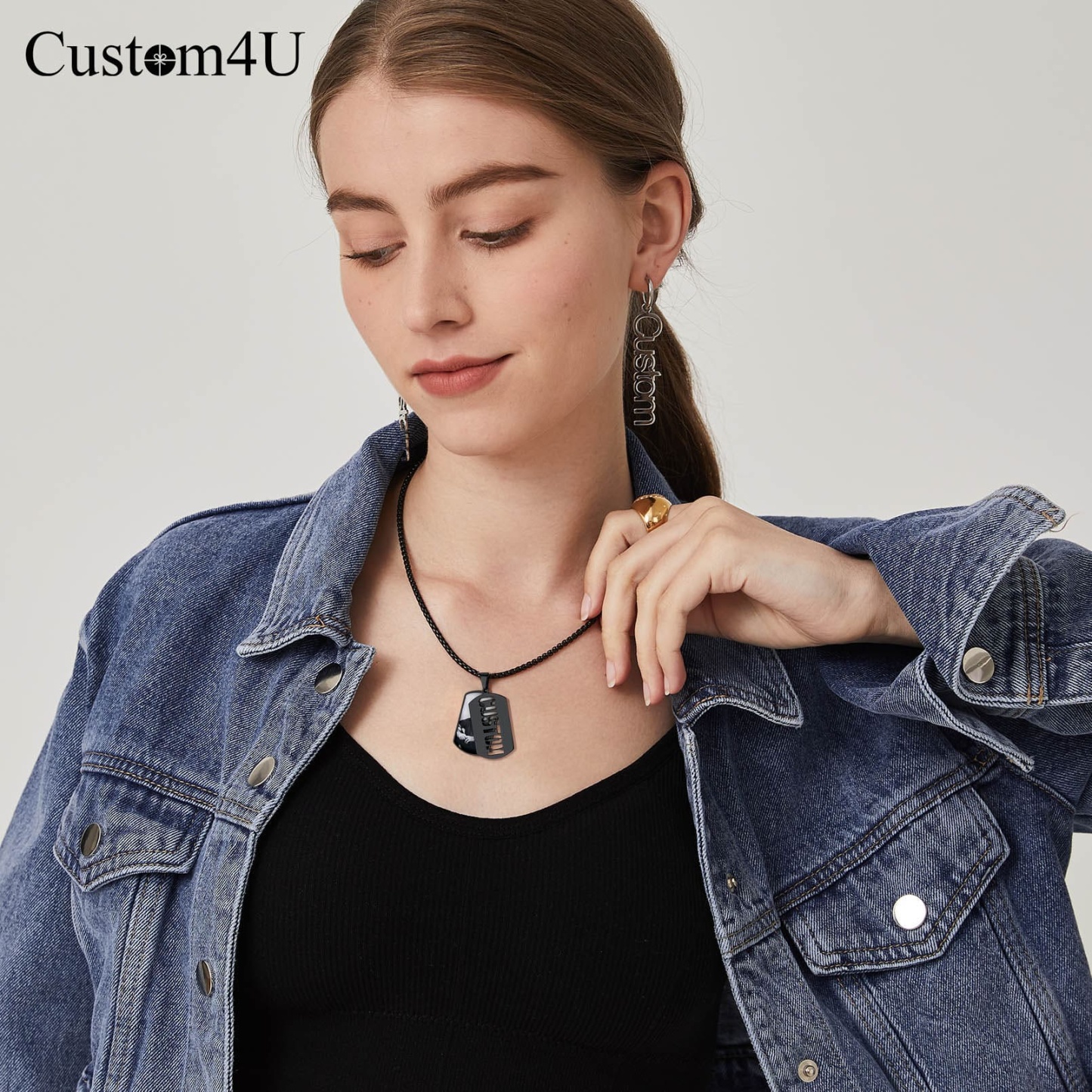 Custom 4U Personalized Photo Dogtags Military Necklace with Picture Name