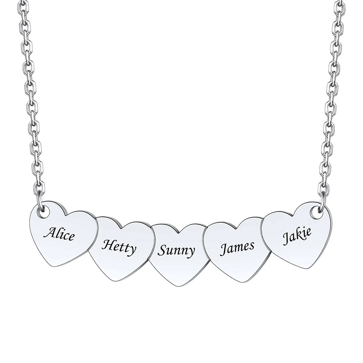 Custom 5 Hearts Name Necklace