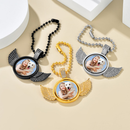 Custom Angel Wing Photo Pendant Memorial Accessories