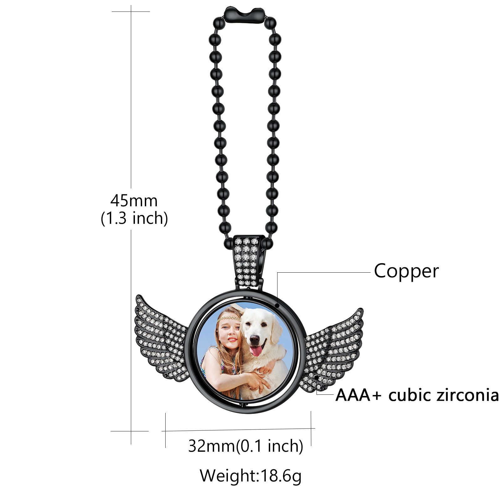 Custom Angel Wing Photo Pendant Memorial Accessories