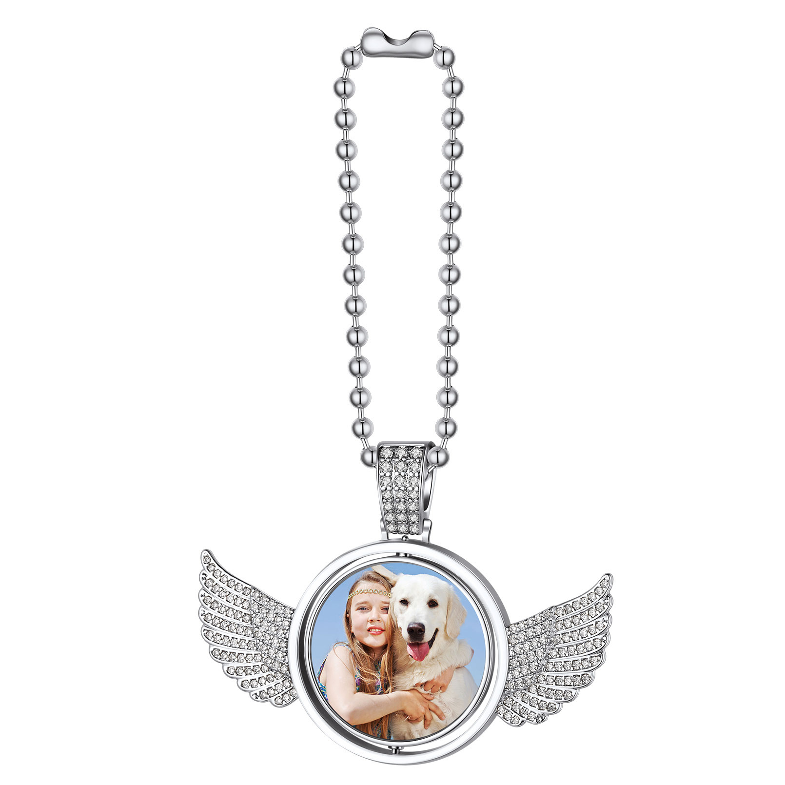 Custom Angel Wing Photo Pendant Memorial Accessories