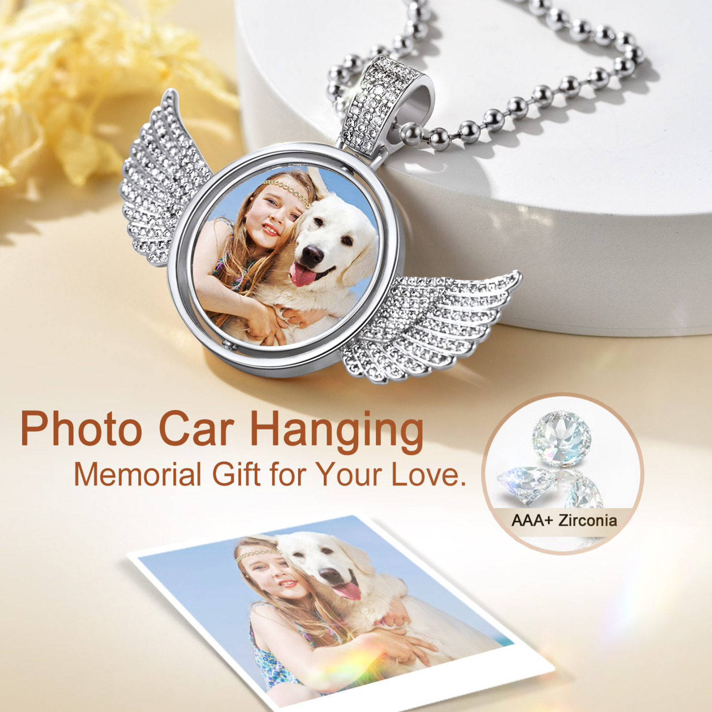 Custom Angel Wing Photo Pendant Memorial Accessories