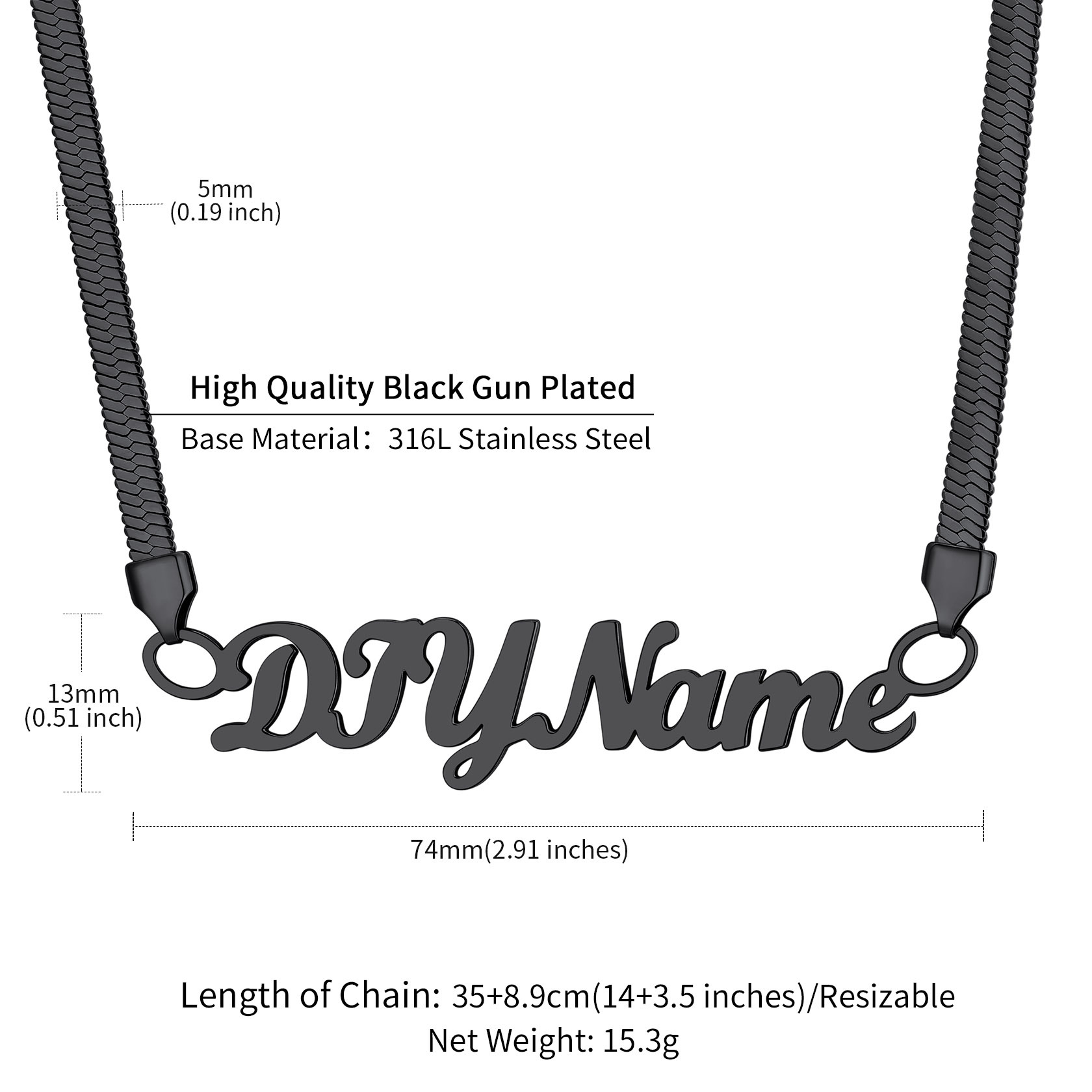 Custom  Herringbone Chain Names Necklaces  size 