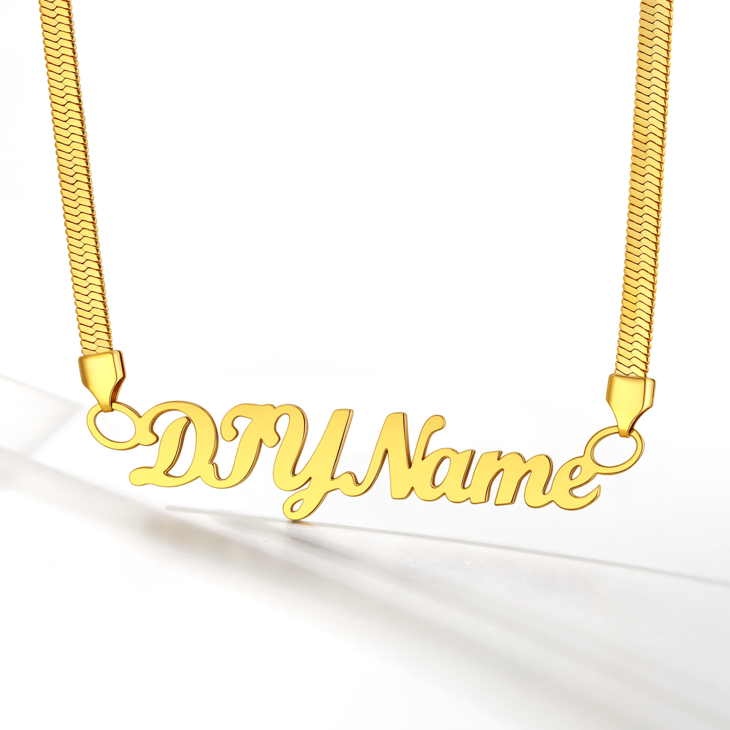 Custom  Herringbone Chain Names Necklaces for Women detail high quality