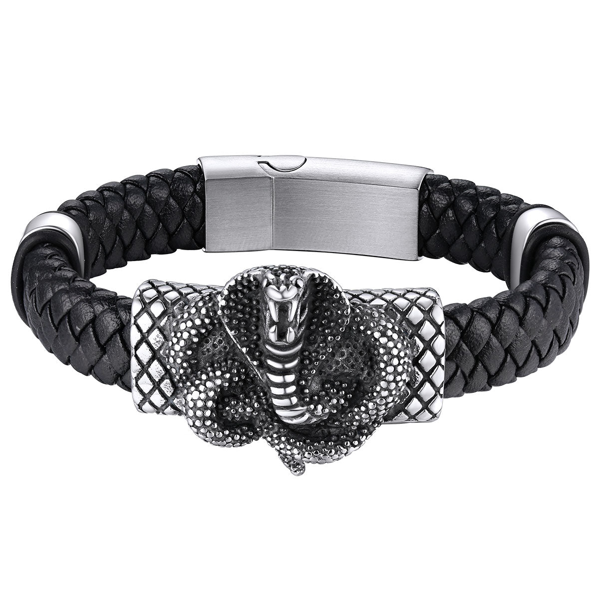 Custom Cobra Leather Bracelet for Men Halloween gift