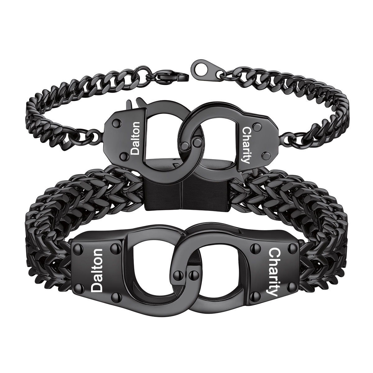 Black Custom Handcuffs Chain Couple Bracelet