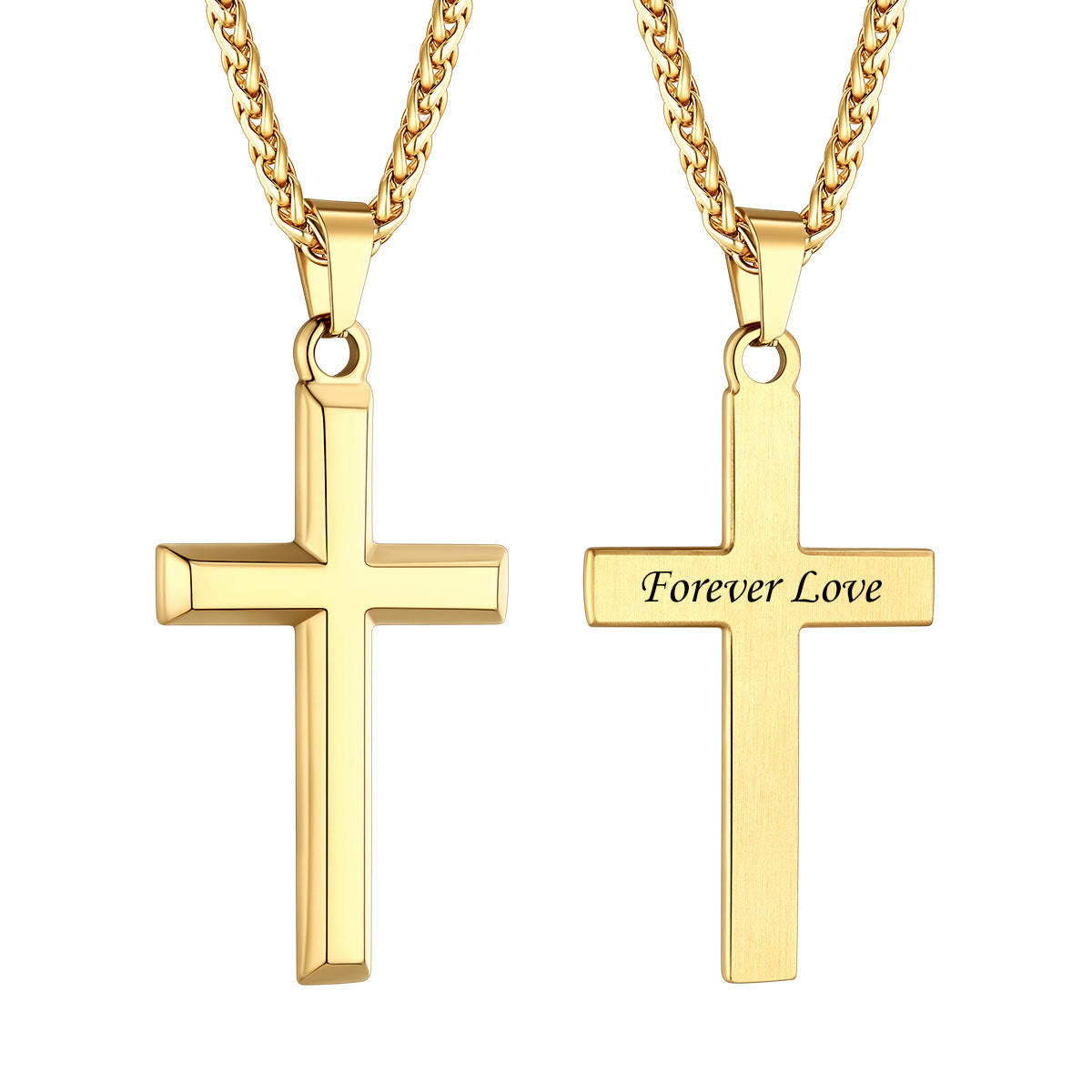 Custom Cross Necklace with Engraved Message gold