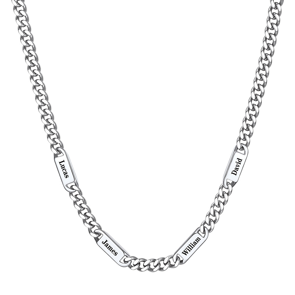Custom Cuban Chain Necklace with 1-5 Names for Men 