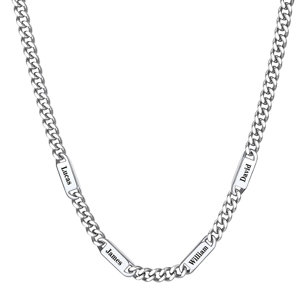 Custom Cuban Chain Necklace with 1-5 Names for Men 