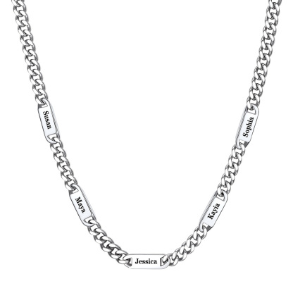Custom Cuban Chain Necklace with 1-5 Names for Men 