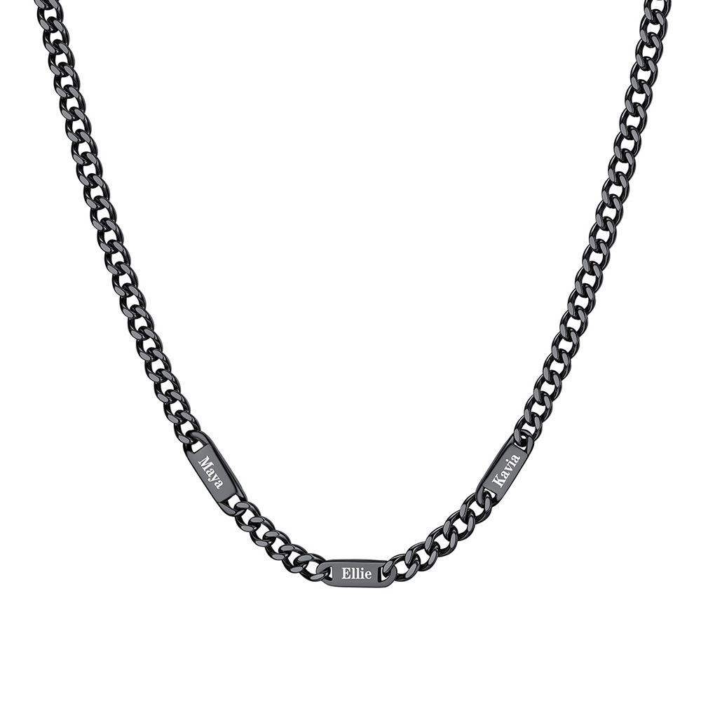 Custom Cuban Chain Necklace with 1-5 Names for Men 