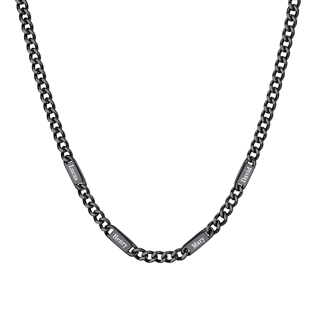 Custom Cuban Chain Necklace with 1-5 Names for Men 