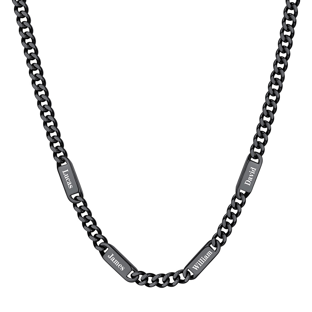 Custom Cuban Chain Necklace with 1-5 Names for Men 